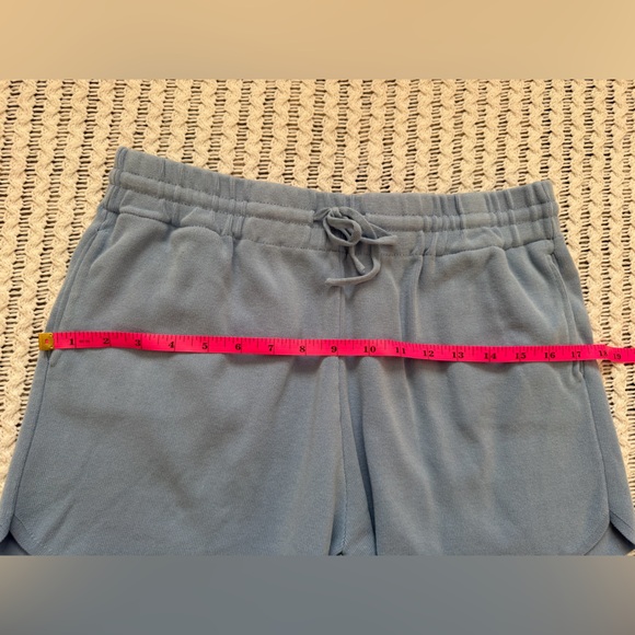 ZARA Light Blue Ribbed Drawstring Mid-Rise Athleisure Athletic Shorts Size M - Picture 10 of 11